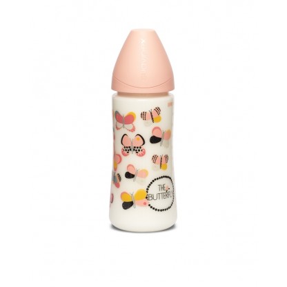 Бутылочка, 360 мл, круглая соска быстрый поток, Крылатые истории оранжевая