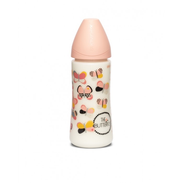 Бутылочка, 360 мл, круглая соска быстрый поток, Крылатые истории оранжевая