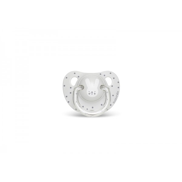 Пустышка анатомическая, 18+ Suavinex Уютные истории, серый зайчик