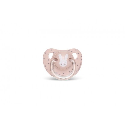 Пустышка анатомическая, 18+ Suavinex Уютные истории, розовый зайчик