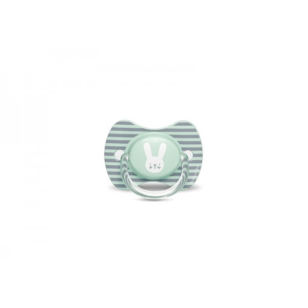 Пустышка физиологическая, 6-18 мес. Suavinex - Уютные истории, бирюзовый зайчик