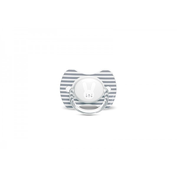 Пустышка физиологическая, 6-18 мес. Suavinex - Уютные истории, серый зайчик