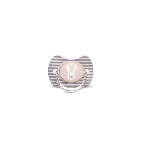 Пустышка физиологическая, 6-18 мес. Suavinex - Уютные истории, розовый зайчик