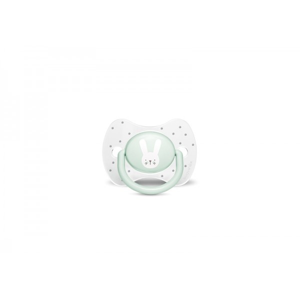 Пустышка физиологическая Suavinex, 18+ мес. - Уютные истории, бирюзовый зайчик