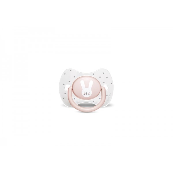 Пустышка физиологическая Suavinex, 18+ мес. - Уютные истории, рожевий зайчик