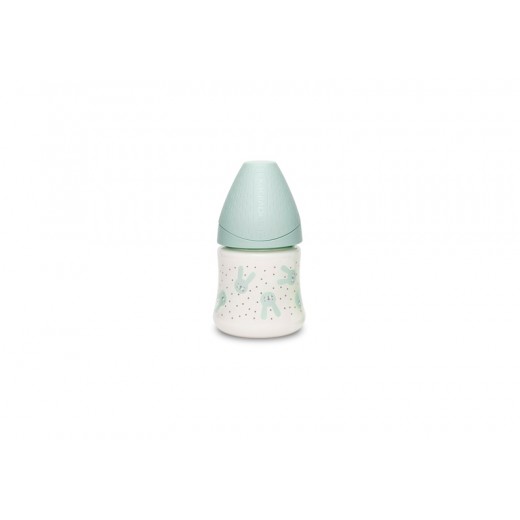 Пляшечка 150 мл Suavinex, повільний потік - Затишні історії, бірюзовий зайчик