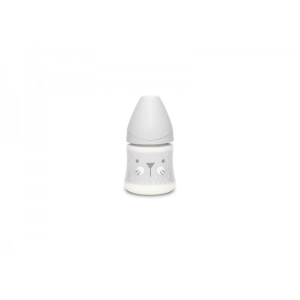 Бутылочка 150 мл Suavinex, медленный поток - Уютные истории, серая