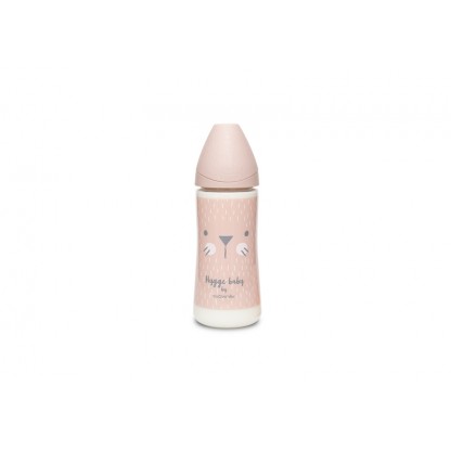 Пляшка 360 мл, кругла соска швидкий потік, Suavinex - Затишні історії, рожева