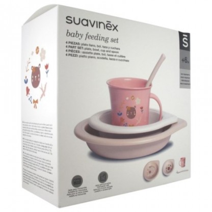 Набор посуды для кормления Suavinex Лесные истории, розовый