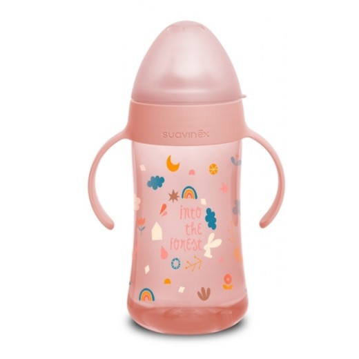 Поильник-непроливайка Suavinex "Лесные истории", 270 мл + 4 месяца, розовый