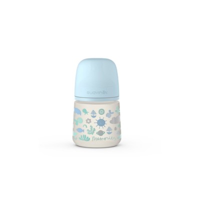Пляшка 150 мл, фізіологічна соска повільний потік, Suavinex - історії малюків, блакитна