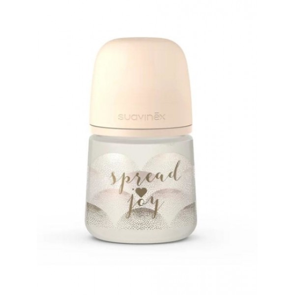 Пляшка Suavinex 150 мл, фізіологічна соска повільний потік, золоте серце