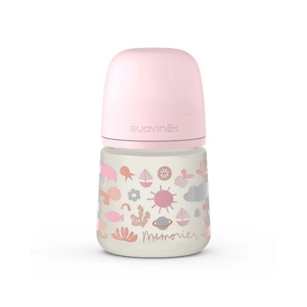 Бутылочка Suavinex - 150 мл, анатомическая соска медленный поток, розовая