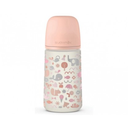 Бутылочка Suavinex 270 мл., анатомическая соска, средний поток, оранжевая