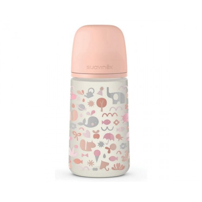 Бутылочка Suavinex 270 мл., анатомическая соска, средний поток, оранжевая