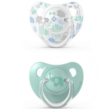Пустышка анатомическая 2 шт, 6-18 месяцев, Истории малышей, зеленая - Suavinex