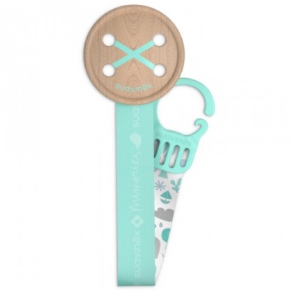 Клипса для пустышки - Suavinex с атласной лентой, Истории малышей, мятная