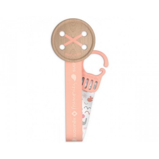 Кліпса для пустушки - Suavinex з атласною стрічкою, Історії малюків, рожева Кліпса для пустушки - Suavinex з атласною стрічкою, Історії малюків, рожева