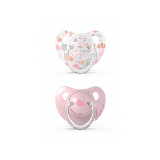 Пустышка физиологическая Suavinex, 2 шт, 0-6 месяцев, Истории малышей, розовая