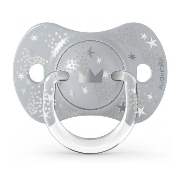 Пустышка физиологическая Suavinex, 2 шт, 0-6 месяцев, серебряная корона