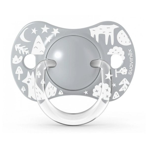 Пустышка физиологическая Suavinex, 2 шт, 0-6 месяцев, Истории лисы, серая