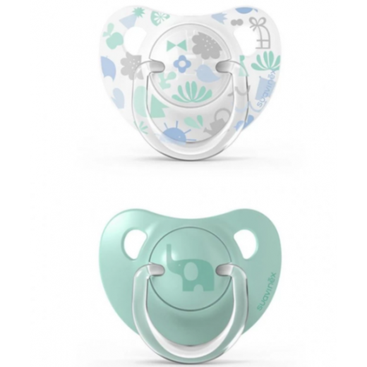 Пустышка физиологическая Suavinex, 2 шт, 6-18 месяцев, Истории малышей, зеленая