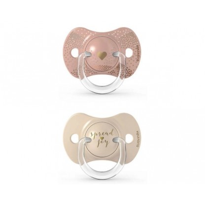 Пустышка физиологическая Suavinex, 2 шт, +18 месяцев, Волшебные истории, золотое сердце