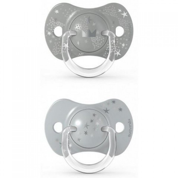 Пустышка физиологическая Suavinex, 2 шт, +18 месяцев, Волшебные истории, серебряная корона