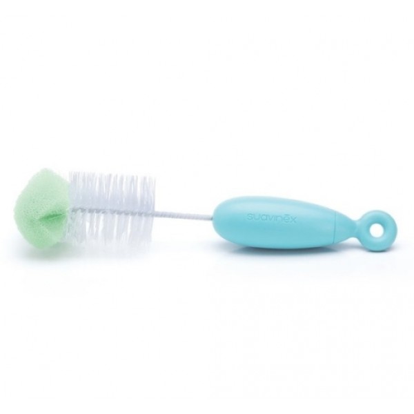 Щіточка для миття пляшечок 2 в 1 Suavinex, блакитна Щіточка для миття пляшечок 2 в 1 Suavinex, блакитна