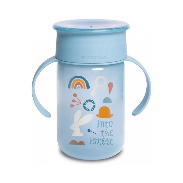 Бутылка-непроливайка 360 мл Suavinex - Лесные истории, голубая