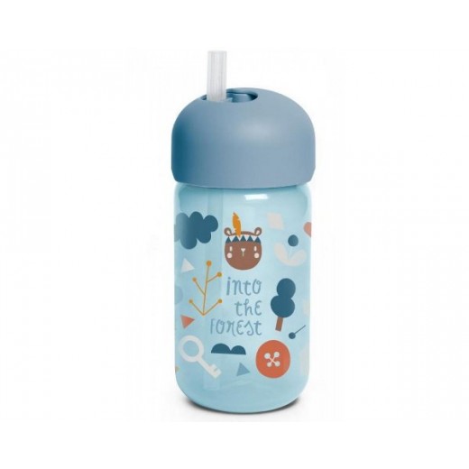 Бутылка с трубочкой Suavinex, Лесные истории, голубая