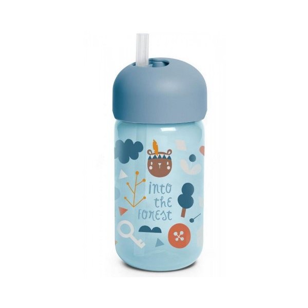 Бутылка с трубочкой Suavinex, Лесные истории, голубая