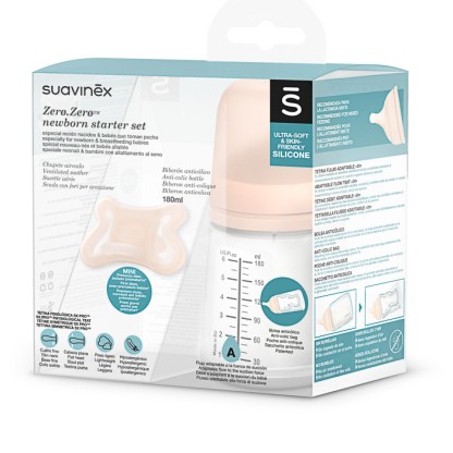 Набір Suavinex ZERO.ZERO (пляшечка 180 мл + пустушка SX Pro MINI)