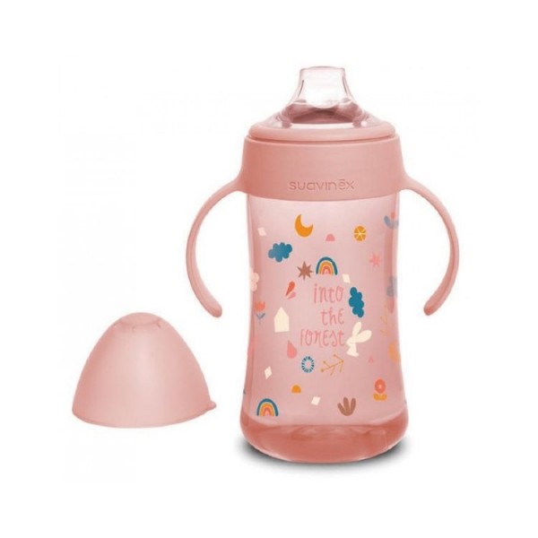 Поильник-непроливайка Suavinex "Лесные истории", 270 мл + 4 месяца, розовый