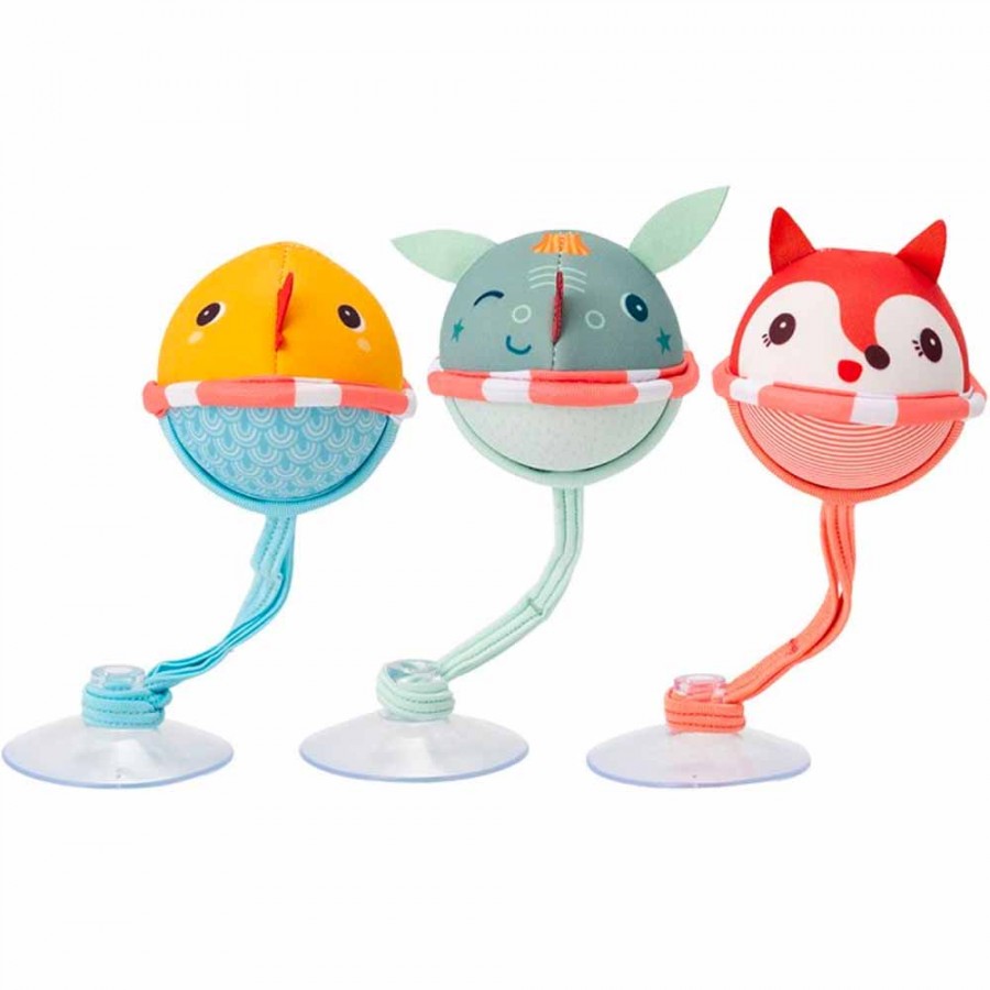Игрушка для ванной Lilliputiens Три мяча (уточка, дракон, лисичка) 