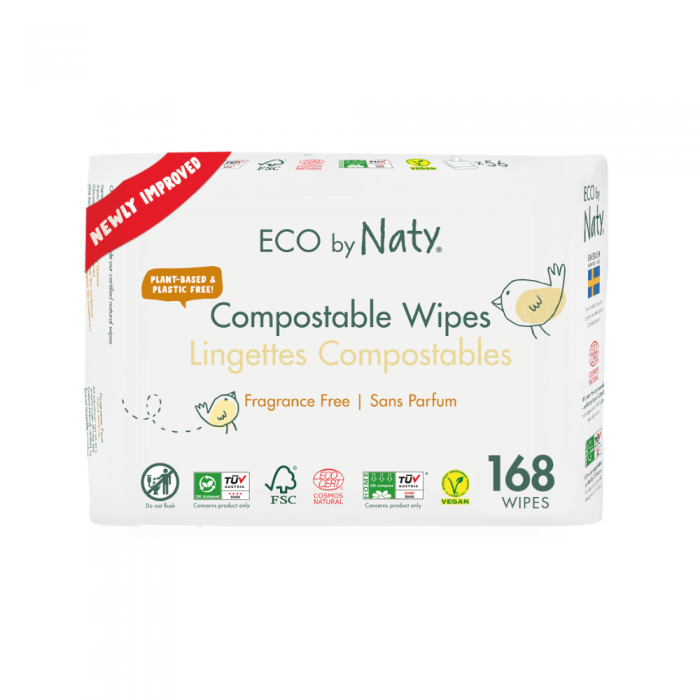 Органічні вологі серветки Eco by Naty без запаху, 168 шт.