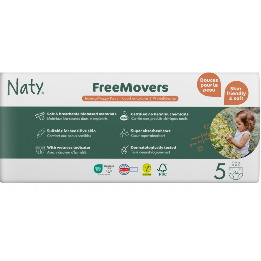Органічні підгузки-трусики Eco by Naty, розмір 5 (12–18 кг), 34 шт