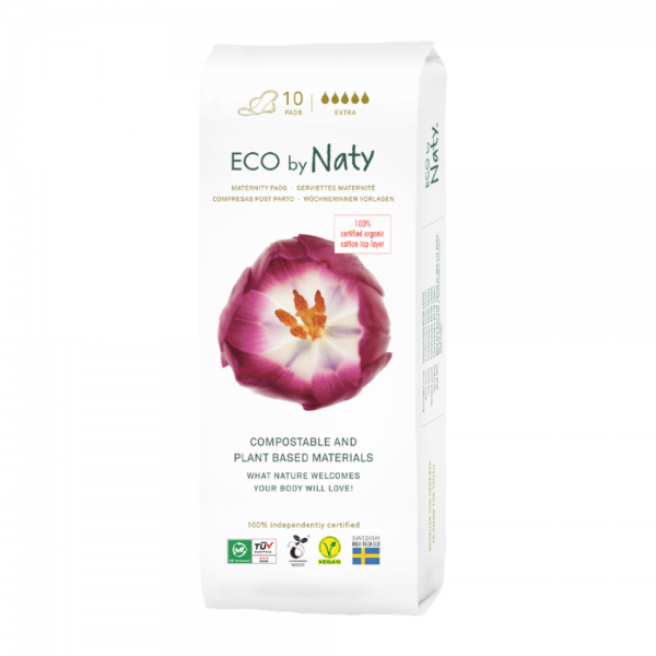Одноразовые послеродовые женские прокладки Eco by Naty, 10шт. 