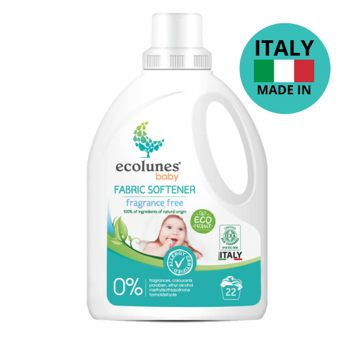 Гіпоалергенний органічний пом'якшувач тканини без запаху для дитячого одягу Ecolunes,1000 мл