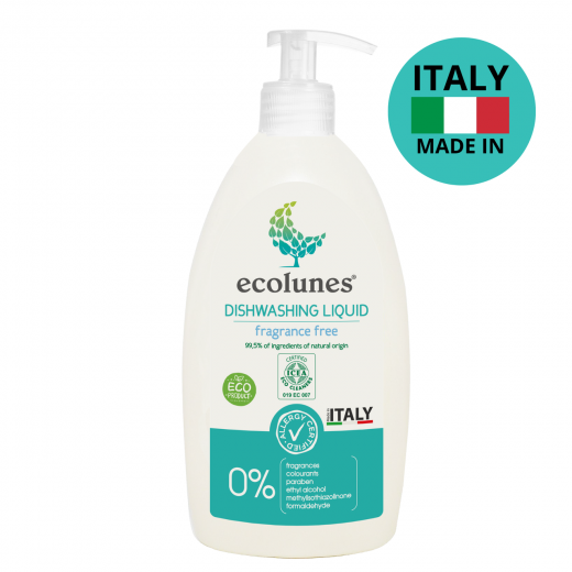 Гипоаллергенное органическое средство для мытья посуды без запаха, 500 мл, Ecolunes Гипоаллергенное органическое средство для мытья посуды без запаха, 500 мл, Ecolunes