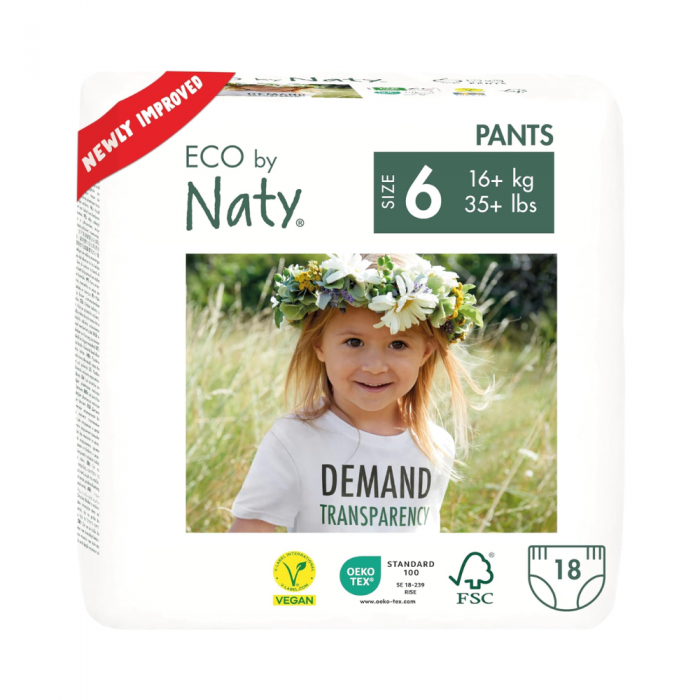 Органічні підгузки трусики Eco by Naty Розмір 6 (від 16+ кг) 18 шт