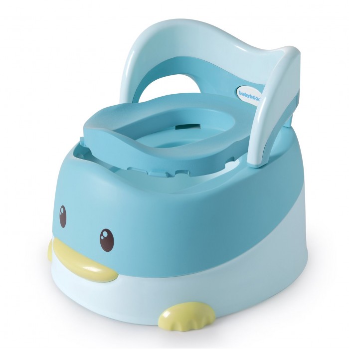 Дитячий горщик Каченя з поліуретановим кільцем, блакитний Babyhood BH-114BU