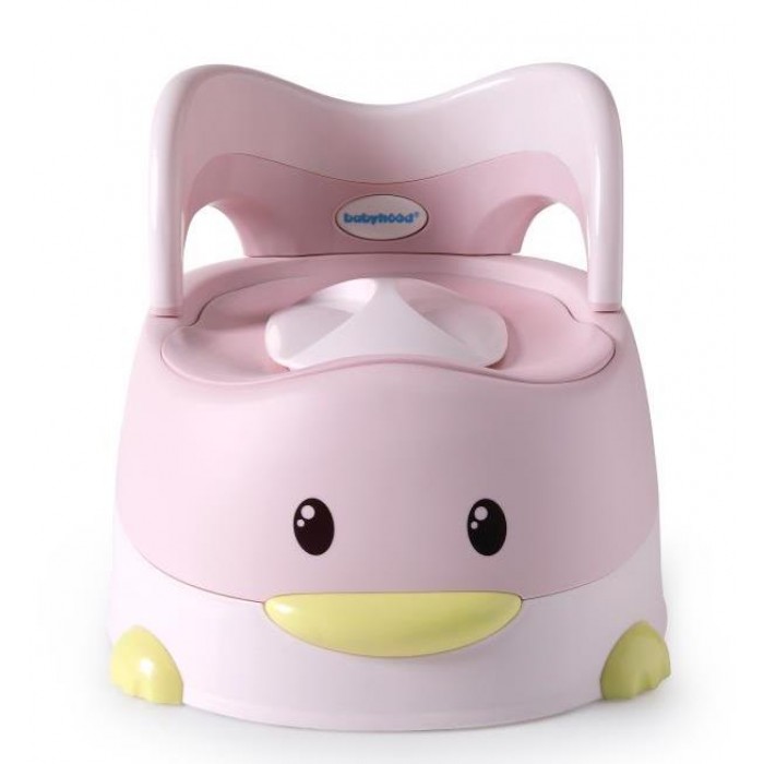 Дитячий горщик Каченя з поліуретановим кільцем, рожевий Babyhood ВН-114PU