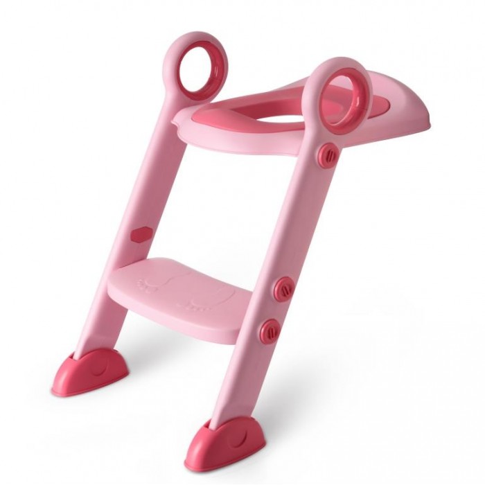 Дитяче сидіння зі сходинками на унітаз з поліуретановим кільцем, рожеве Babyhood BH-122P