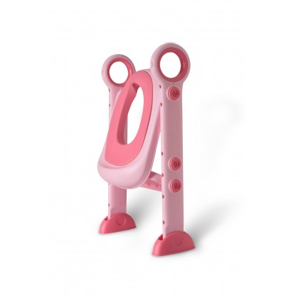 Дитяче сидіння зі сходинками на унітаз з поліуретановим кільцем, рожеве Babyhood BH-122P