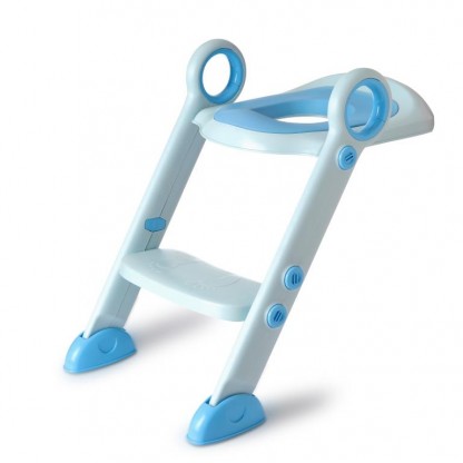 Дитяче сидіння зі сходинками на унітаз з поліуретановим кільцем, блакитне Babyhood BH-122B