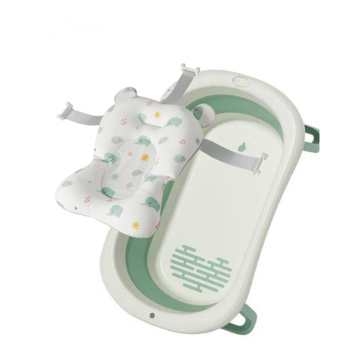 Набір Ванна складана Babyhood Комфорт світло-зелена та гіркою Слоненя