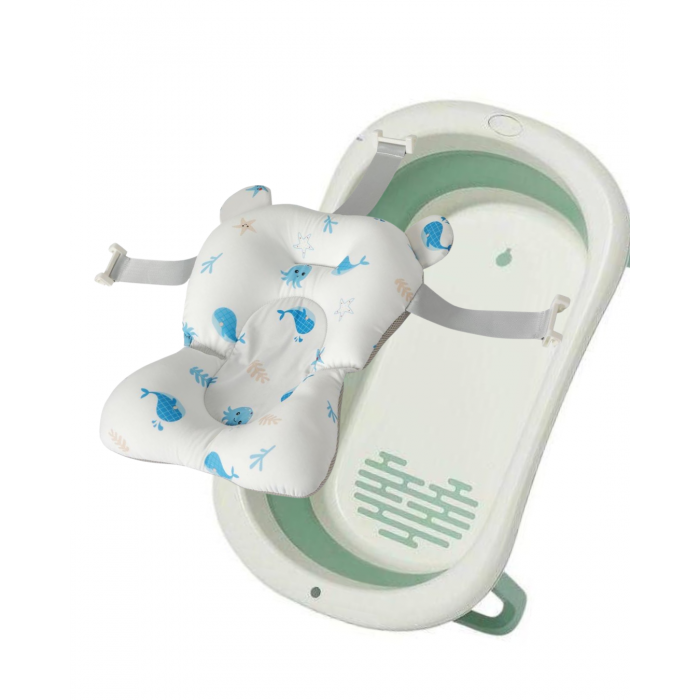 Набір Ванна складана Babyhood Комфорт світло-зелена та гіркою Морський світ BH-326LG+SW