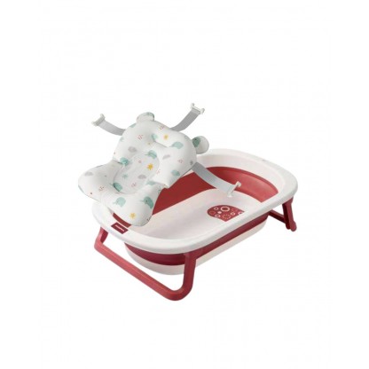 Набір Ванна дитяча складана Babyhood Комфорт червона та гіркою Слоненя Babyhood BH-323P E