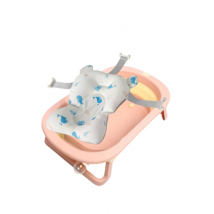 Набір Ванна складана Babyhood Комфорт Плюс з термометром Рожева та гіркою Морський світ Babyhood BH-328PY SW